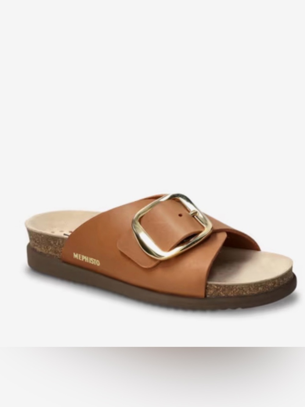 Mephisto Women's Brown Leather Hariana Slide Sandle Gold Buckle. Size 41 (11)